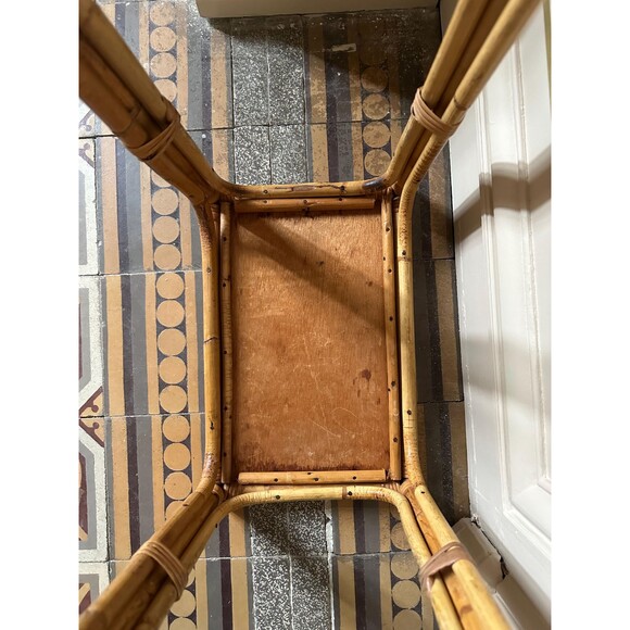 French vintage bamboo rattan small coffee or side table classy and elegant - Picture 6 of 6